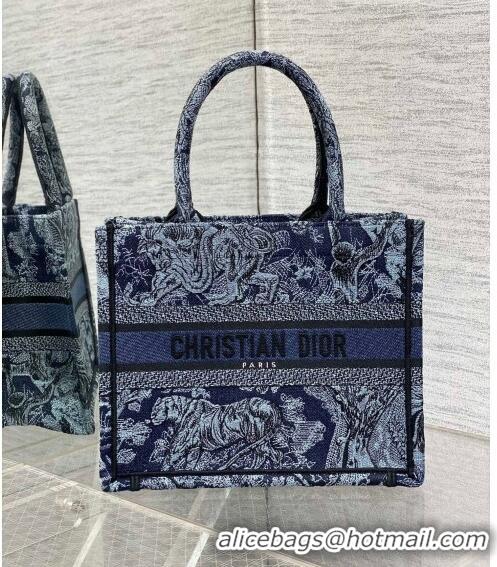 Well Crafted Dior Small Book Tote Bag in Toile de Jouy Embroidery CD1031 Denim Blue 2023