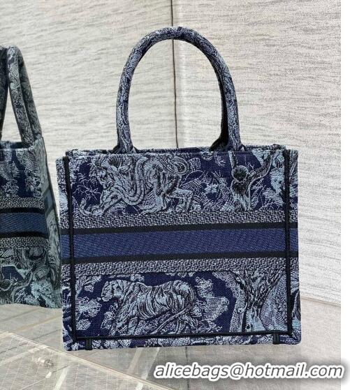 Well Crafted Dior Small Book Tote Bag in Toile de Jouy Embroidery CD1031 Denim Blue 2023