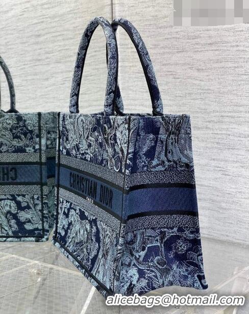 Discount Dior Medium Book Tote Bag in Toile de Jouy Embroidery CD1032 Denim Blue 2023