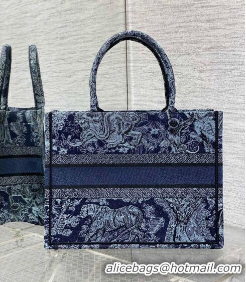 Discount Dior Medium Book Tote Bag in Toile de Jouy Embroidery CD1032 Denim Blue 2023