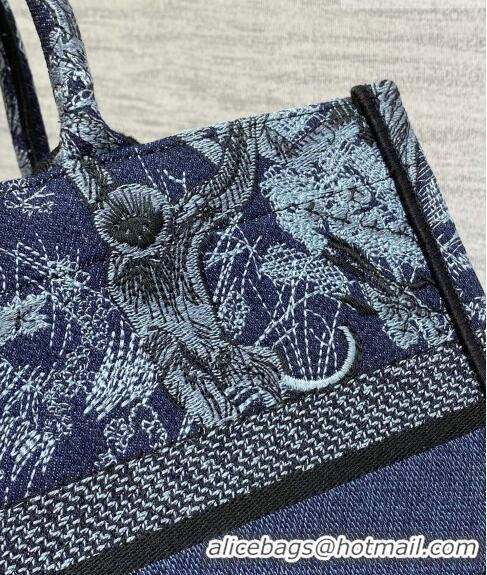 Discount Dior Medium Book Tote Bag in Toile de Jouy Embroidery CD1032 Denim Blue 2023