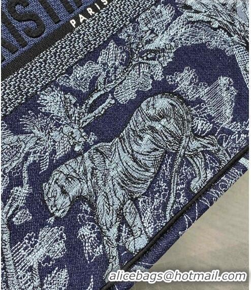 Cheapest Dior Large Book Tote Bag in Toile de Jouy Embroidery CD1033 Denim Blue 2023