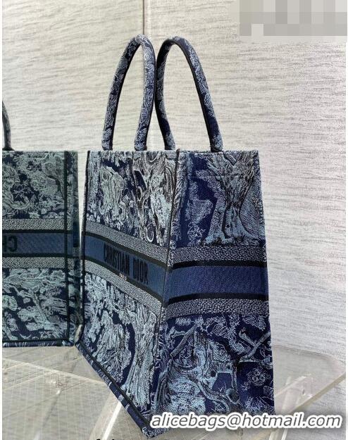 Cheapest Dior Large Book Tote Bag in Toile de Jouy Embroidery CD1033 Denim Blue 2023