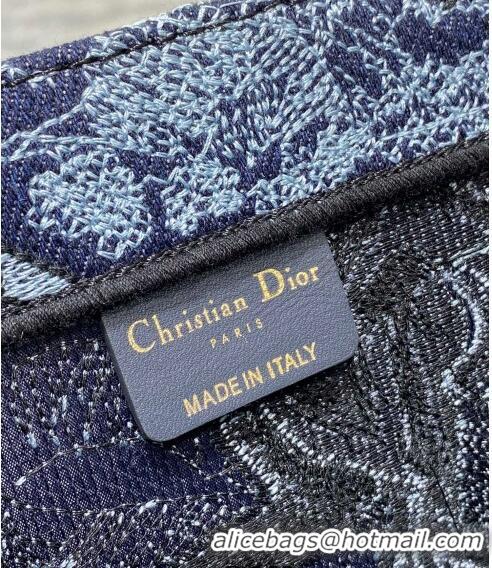 Cheapest Dior Large Book Tote Bag in Toile de Jouy Embroidery CD1033 Denim Blue 2023