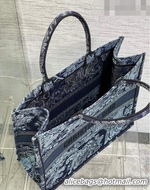 Cheapest Dior Large Book Tote Bag in Toile de Jouy Embroidery CD1033 Denim Blue 2023