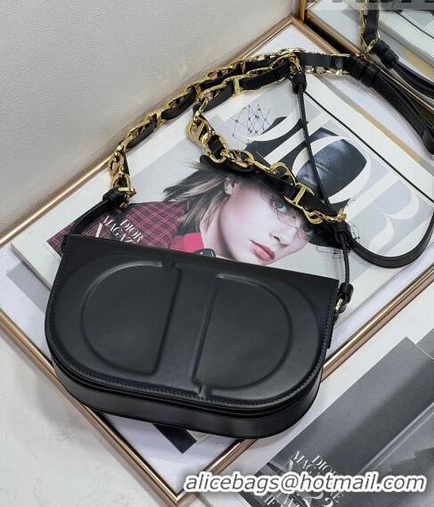 Famous Brand Dior CD Signature bag with Chain Strap in CD-Embossed Box Calfskin CD4036 Black 2023