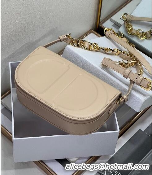 Elegant Dior CD Signature bag with Chain Strap in CD-Embossed Box Calfskin CD4036 Light Beige 2023