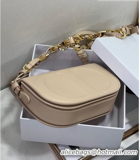 Elegant Dior CD Signature bag with Chain Strap in CD-Embossed Box Calfskin CD4036 Light Beige 2023