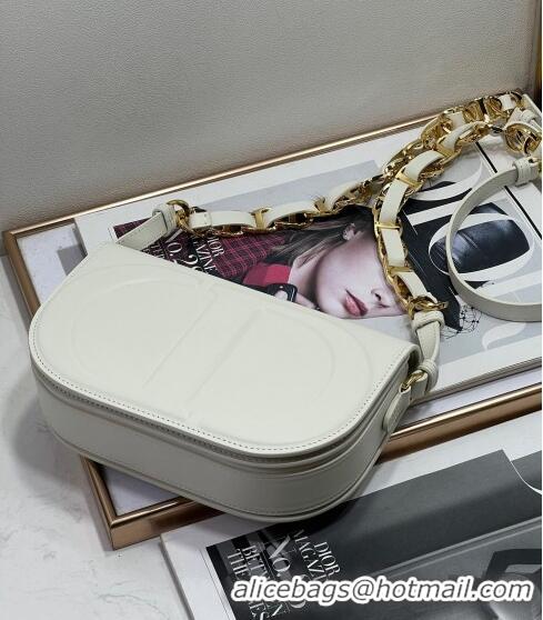 Good Looking Dior CD Signature bag with Chain Strap in CD-Embossed Box Calfskin CD4036 White 2023