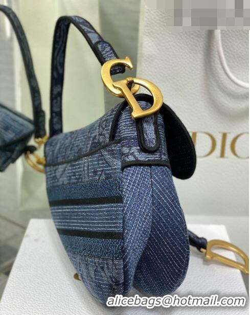 Top Grade Dior Medium Saddle Bag in Albero della Vita Embroidery CD8047 Denim Blue 2023