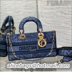 Good Quality Dior Medium Lady D-Joy Bag in Albero della Vita Embroidery CD8048 Denim Blue 2023