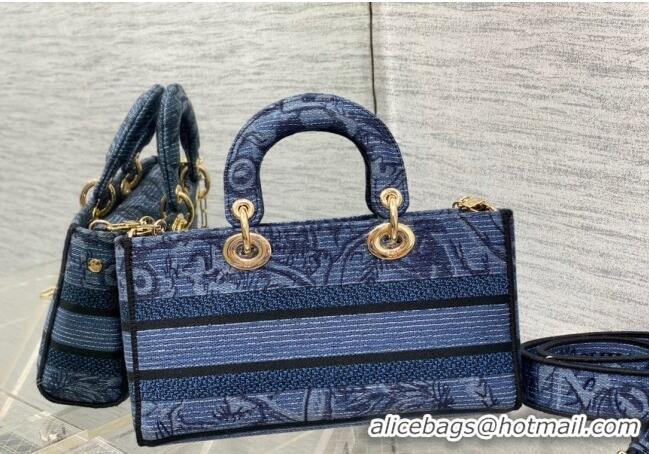 Good Quality Dior Medium Lady D-Joy Bag in Albero della Vita Embroidery CD8048 Denim Blue 2023