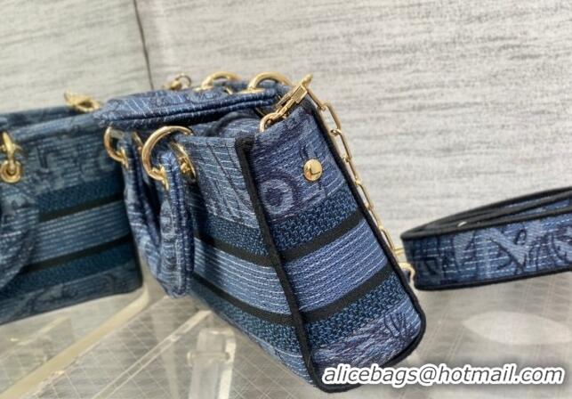 Good Quality Dior Medium Lady D-Joy Bag in Albero della Vita Embroidery CD8048 Denim Blue 2023