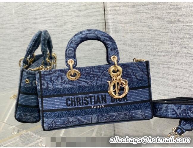 Good Quality Dior Medium Lady D-Joy Bag in Albero della Vita Embroidery CD8048 Denim Blue 2023