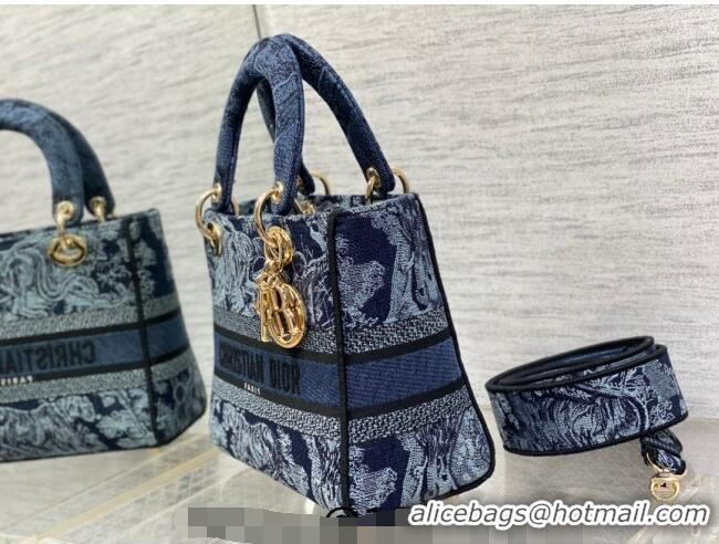 Best Product Dior Medium Lady D-Lite Bag in Toile de Jouy Embroidery CD8049 Denim Blue 2023