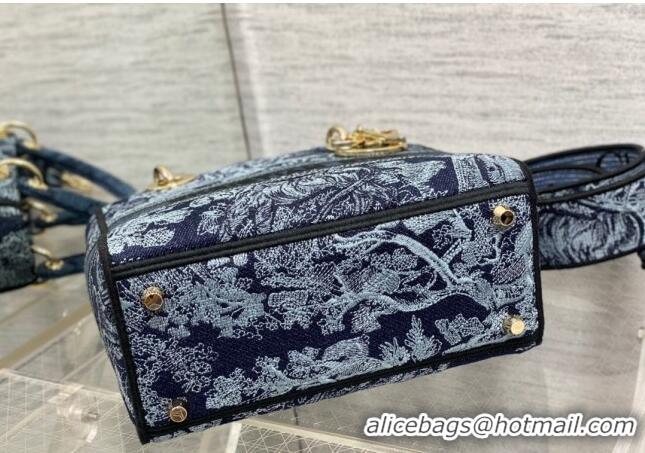 Best Product Dior Medium Lady D-Lite Bag in Toile de Jouy Embroidery CD8049 Denim Blue 2023