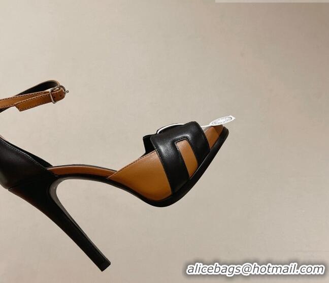 Shop Duplicate Hermes Leather High Heel Platform Sandals 12.5cm Brown/Black 0525140