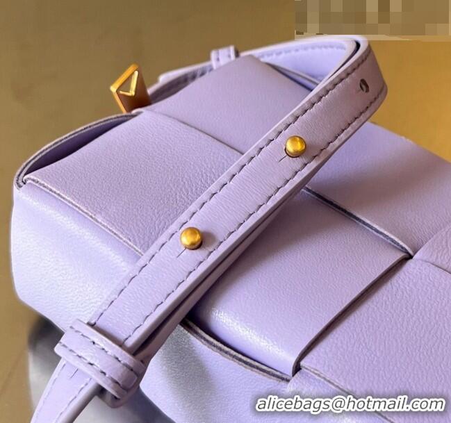 Top Design Bottega Veneta Mini Cassette Cross-Body Bag in Intreccio Leather 755031 Amethyst Purple 2023