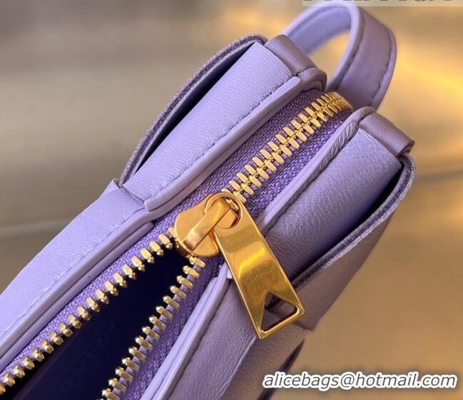 Top Design Bottega Veneta Mini Cassette Cross-Body Bag in Intreccio Leather 755031 Amethyst Purple 2023