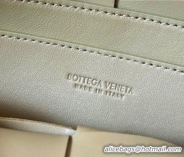 Promotional Bottega Veneta Mini Cassette Cross-Body Bag in Intreccio Leather 755031 Travertine Green 2023