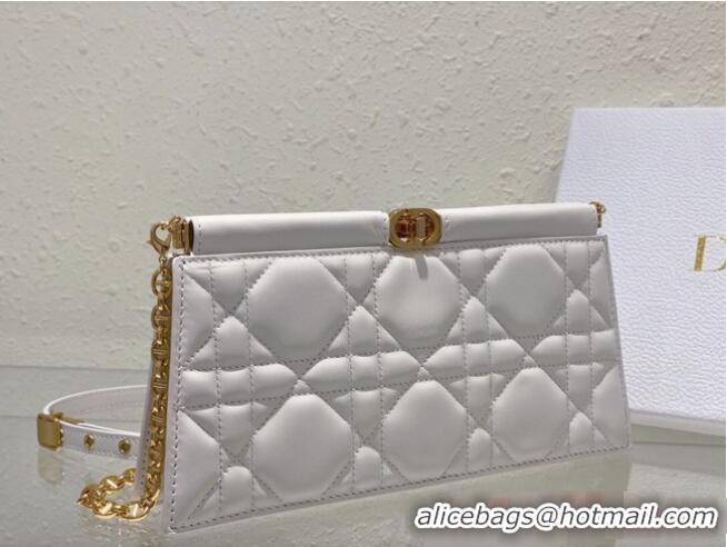 Top Quality DIOR CARO COLLE NOIRE CLUTCH WITH CHAIN Latte Cannage Lambskin S5166UDBB