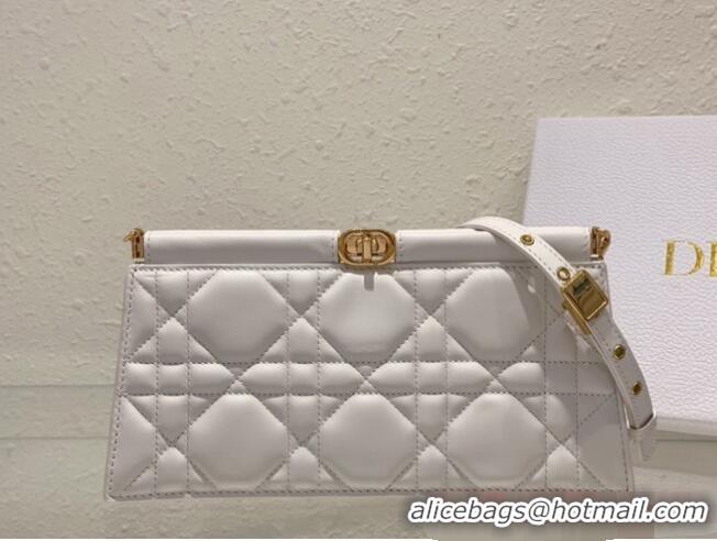 Top Quality DIOR CARO COLLE NOIRE CLUTCH WITH CHAIN Latte Cannage Lambskin S5166UDBB