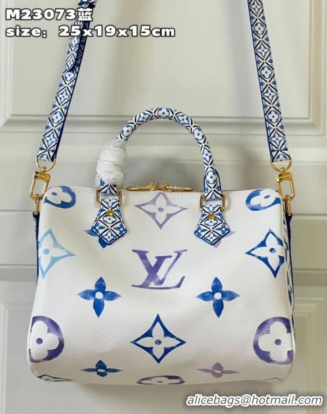 Inexpensive Louis Vuitton Monogram Canvas Speedy Bandouliere 25 M23073 BLUE