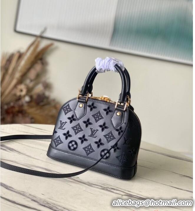 Famous Brand Louis Vuitton Monogram Empreinte Alma BB Tote Bag M22878 black