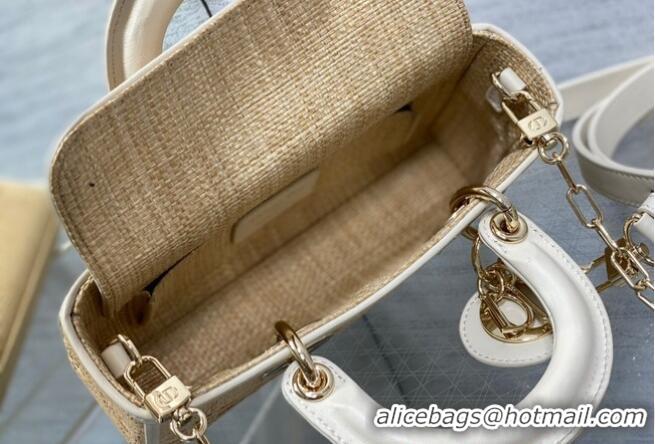 Low Cost Dior SMALL LADY D-JOY BAG Natural Cannage Raffia M0613OW