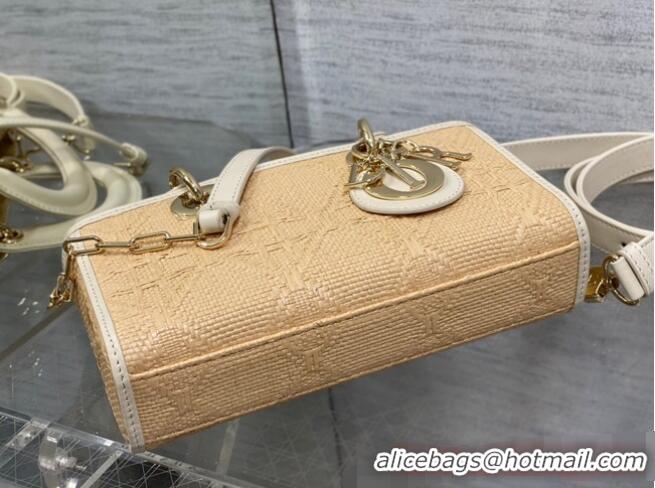 Low Cost Dior SMALL LADY D-JOY BAG Natural Cannage Raffia M0613OW