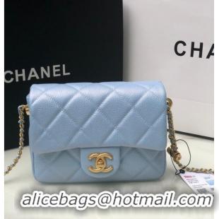 Famous Brand Chanel SMALL FLAP BAG AS2855 light blue