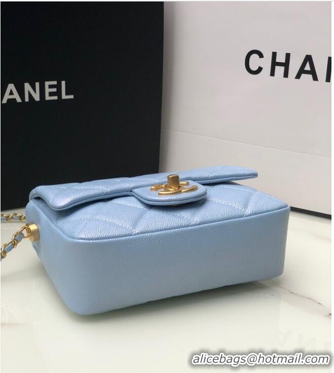 Famous Brand Chanel SMALL FLAP BAG AS2855 light blue