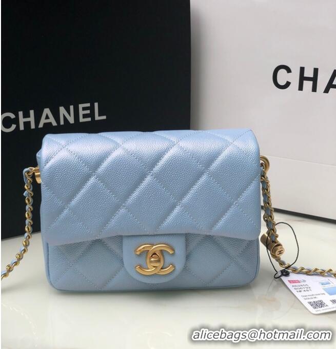 Famous Brand Chanel SMALL FLAP BAG AS2855 light blue