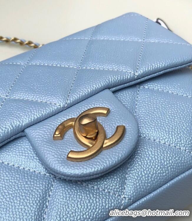 Famous Brand Chanel SMALL FLAP BAG AS2855 light blue