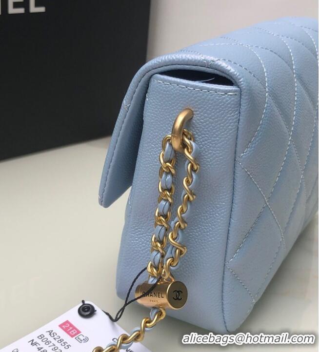 Famous Brand Chanel SMALL FLAP BAG AS2855 light blue