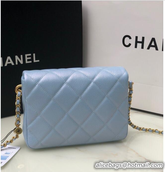 Famous Brand Chanel SMALL FLAP BAG AS2855 light blue