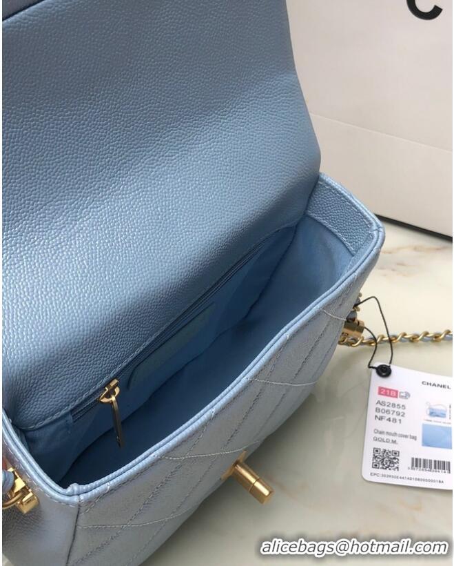 Famous Brand Chanel SMALL FLAP BAG AS2855 light blue