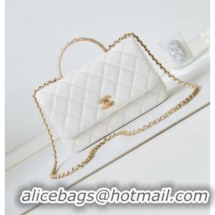 Promotional Chanel SMALL FLAP BAG WITH TOP HANDLE AS4232 white