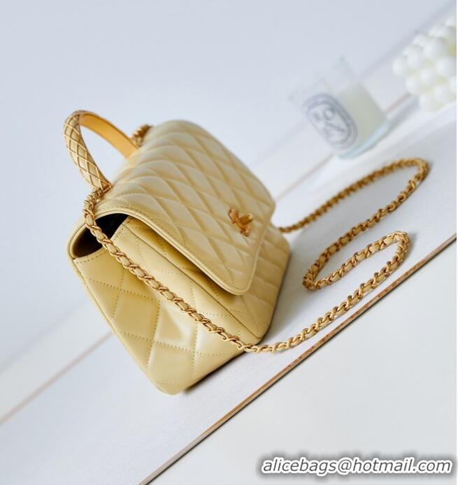 Buy Discount Chanel SMALL FLAP BAG WITH TOP HANDLE AS4232 Yellow