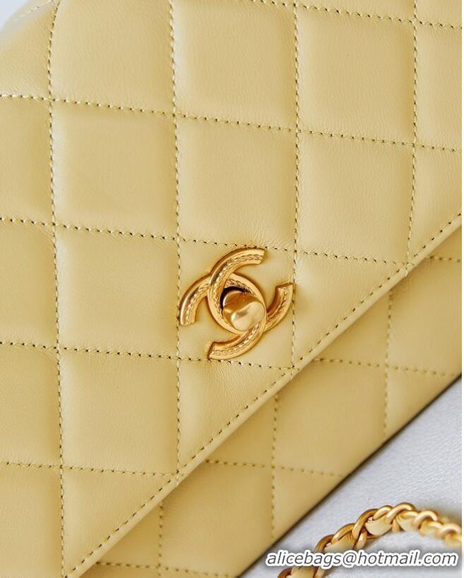 Buy Discount Chanel SMALL FLAP BAG WITH TOP HANDLE AS4232 Yellow