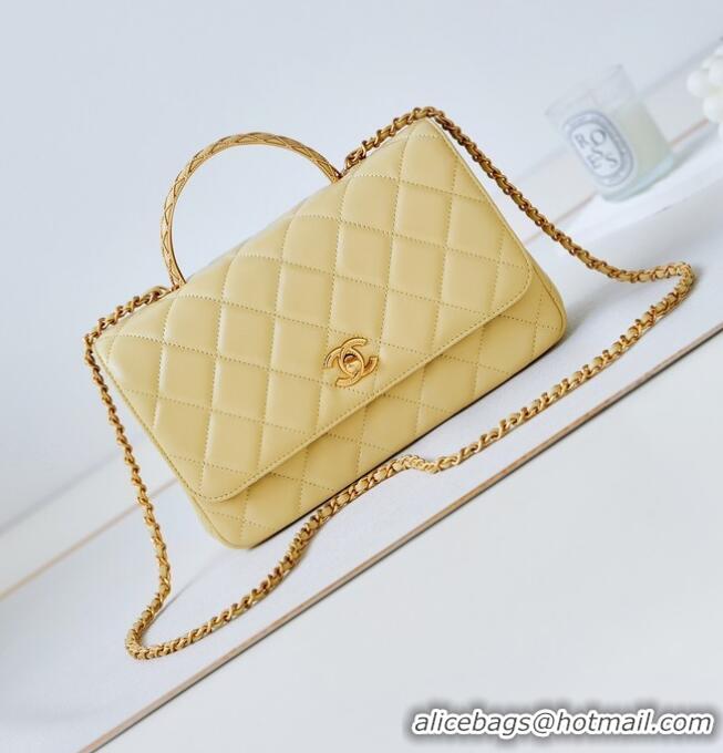 Buy Discount Chanel SMALL FLAP BAG WITH TOP HANDLE AS4232 Yellow