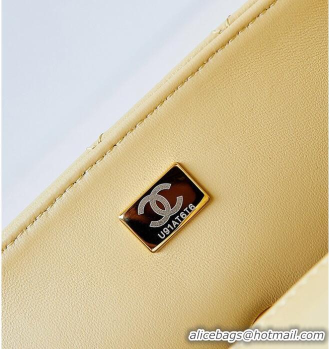 Buy Discount Chanel SMALL FLAP BAG WITH TOP HANDLE AS4232 Yellow