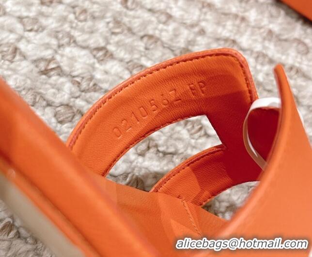 Perfect Hermes Classic Oasis Calfskin Heel Slide Sandals 4.5cm Orange 530014