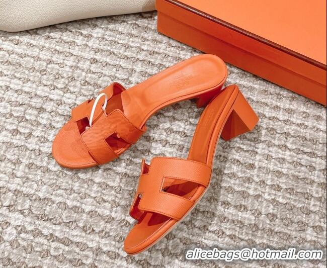 Perfect Hermes Classic Oasis Calfskin Heel Slide Sandals 4.5cm Orange 530014