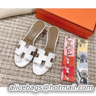 Durable Hermes Classic Oasis Calfskin Heel Slide Sandals 4.5cm White/Grey 0530021