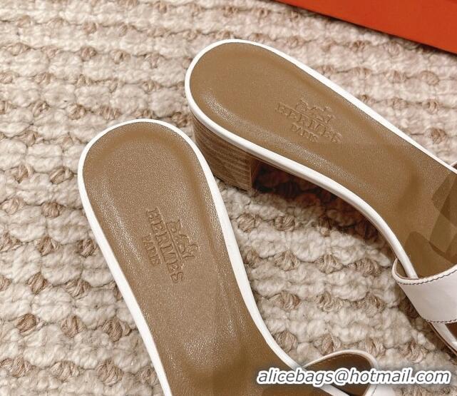 Durable Hermes Classic Oasis Calfskin Heel Slide Sandals 4.5cm White/Grey 0530021