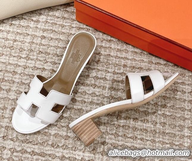 Durable Hermes Classic Oasis Calfskin Heel Slide Sandals 4.5cm White/Grey 0530021