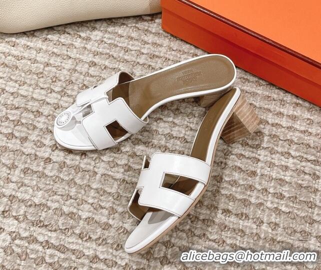 Durable Hermes Classic Oasis Calfskin Heel Slide Sandals 4.5cm White/Grey 0530021