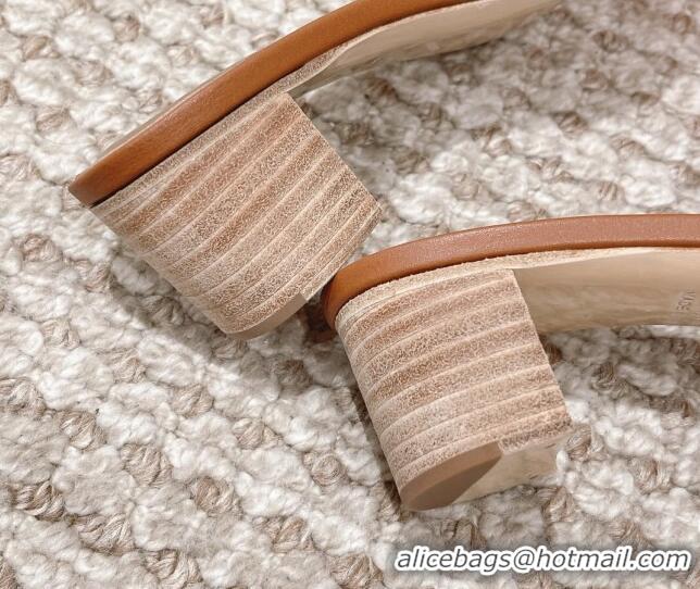 Shop Duplicate Hermes Classic Oasis Calfskin Heel Slide Sandals 4.5cm Brown/Grey 530022