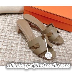 Classic Hot Hermes Classic Oasis Calfskin Heel Slide Sandals 4.5cm Grey 530024